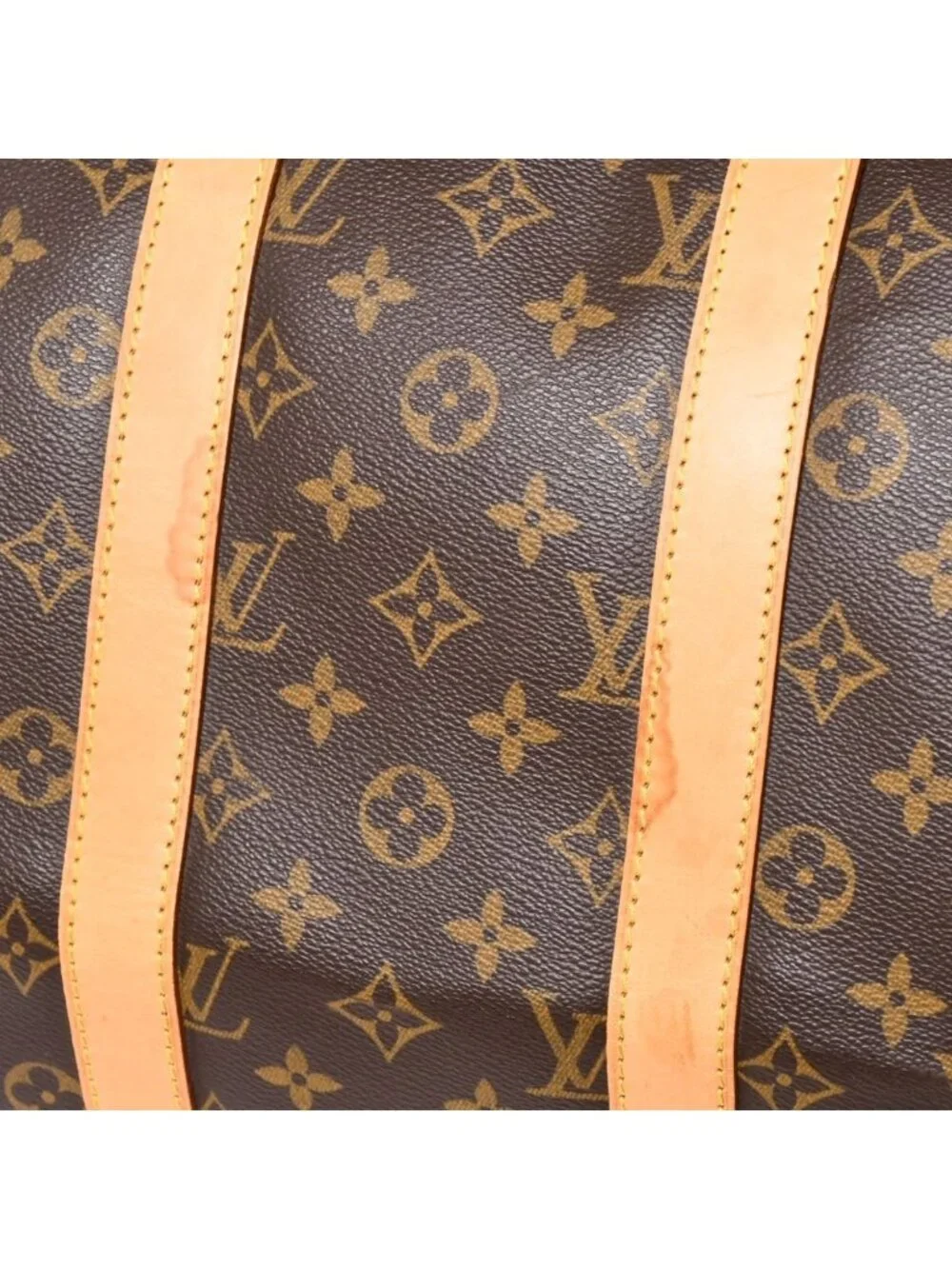 Louis Vuitton Monogram Keepall 45 Boston Bag Canvas Vachetta Leather Brown Gold
